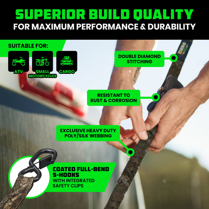 1" x 10' Retractable Ratchet Straps