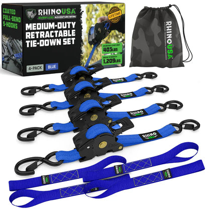 1" x 10' Retractable Ratchet Straps