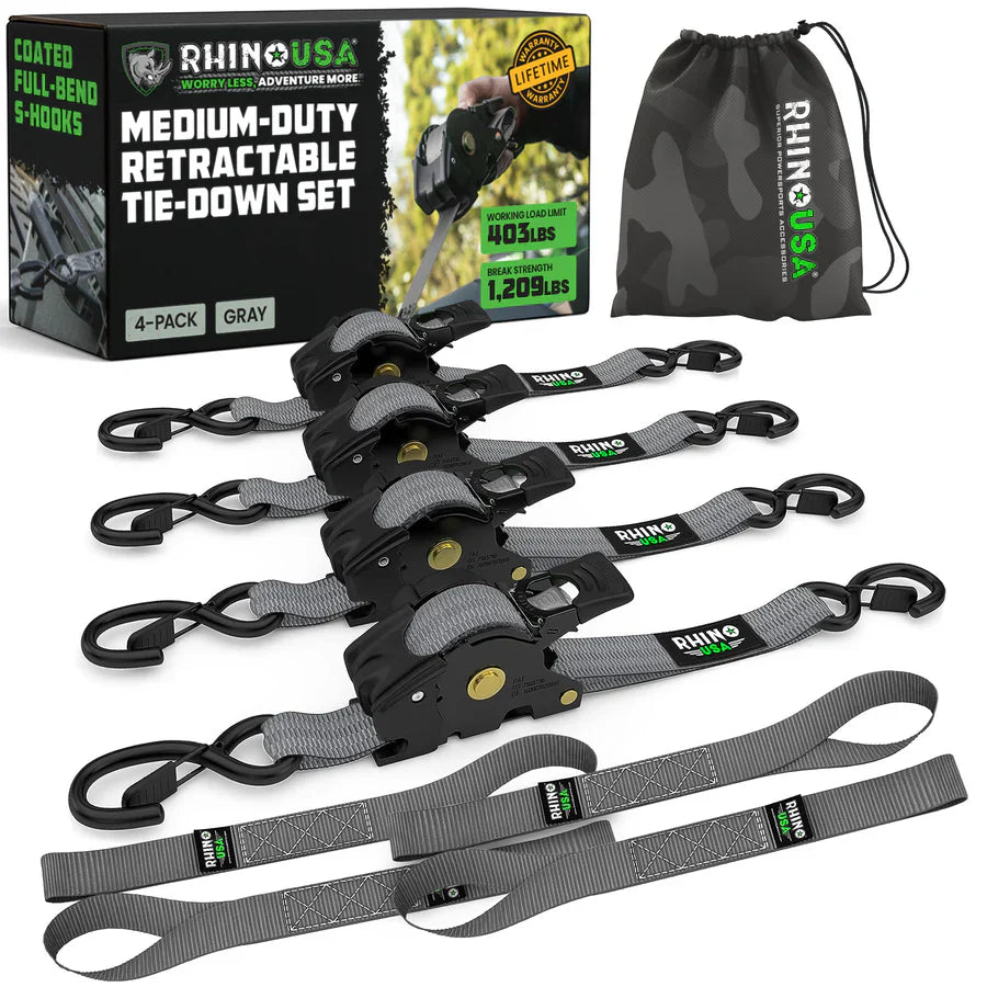1" x 10' Retractable Ratchet Straps
