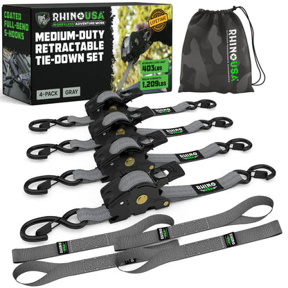 1" x 10' Retractable Ratchet Straps