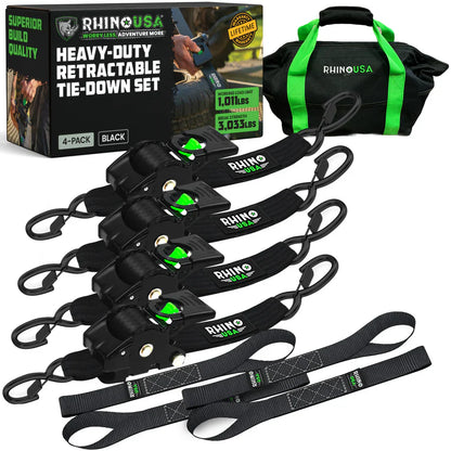 1" x 10' Retractable Ratchet Straps
