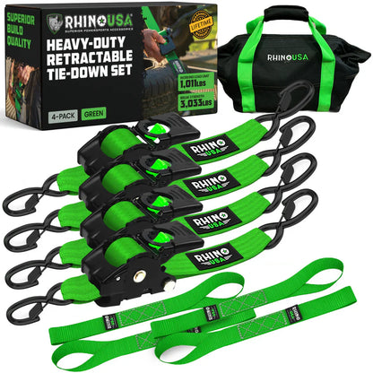 1" x 10' Retractable Ratchet Straps