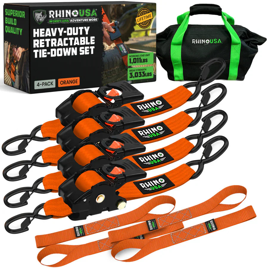 1" x 10' Retractable Ratchet Straps